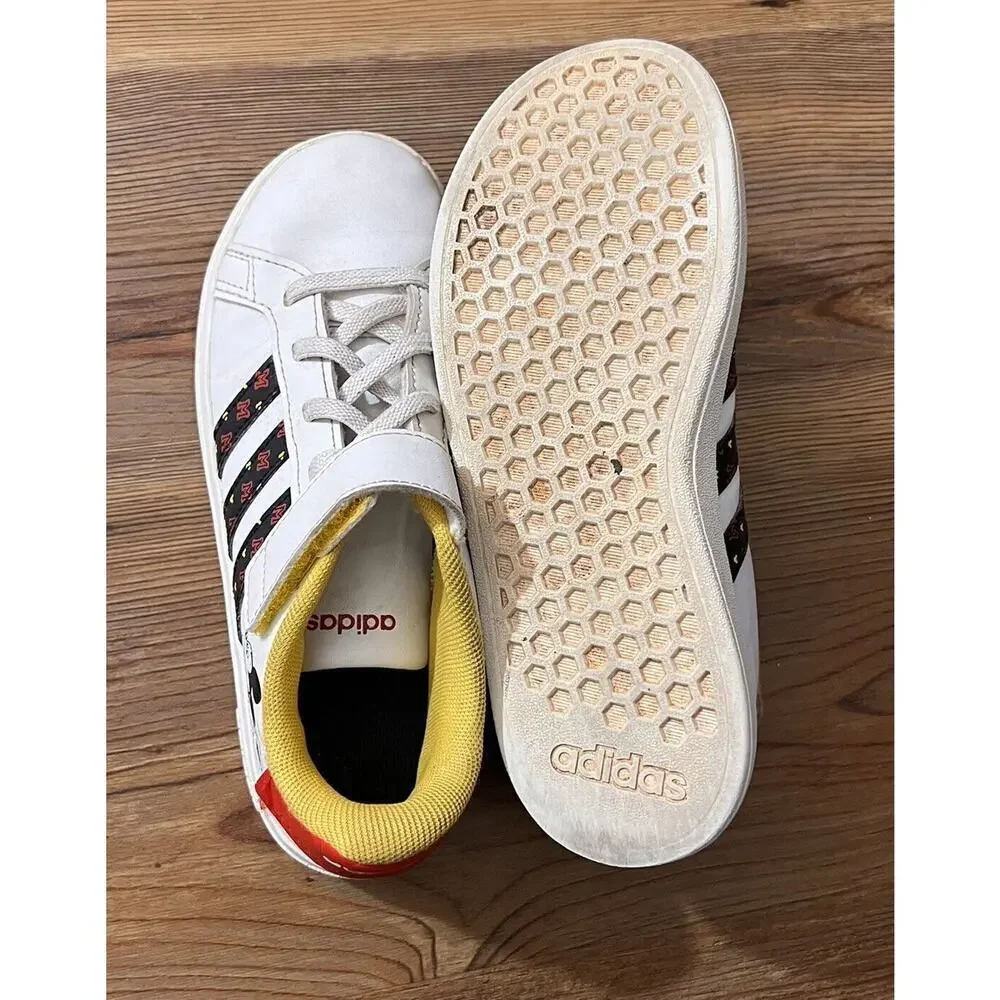 Adidas Grand Court Mickey EL Kid's Size 1.5 Y Shoe White Sneakers